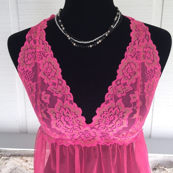 Victoria's Secret Other - Victoria's Secret hot pink halter babydoll